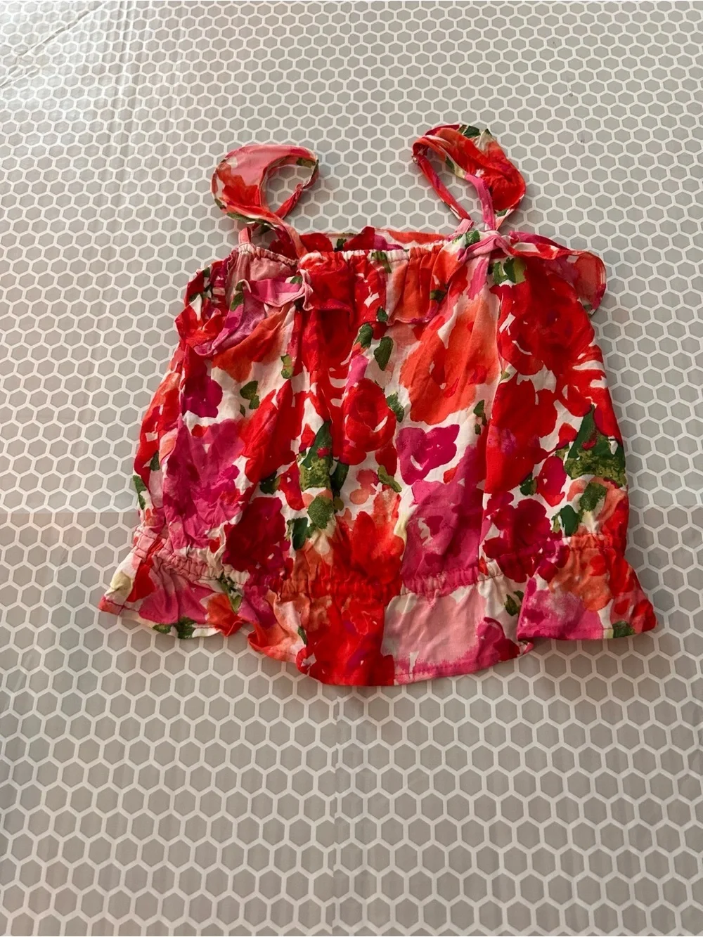 Place Floral WatercolorTwo Piece in Red, Pink and Green. Size 10/12